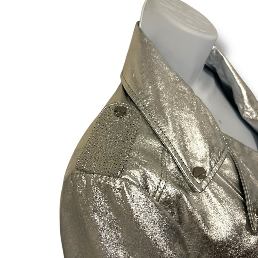 Lamarque Metallic Silver Leather Jacket - Picture 7 of 13